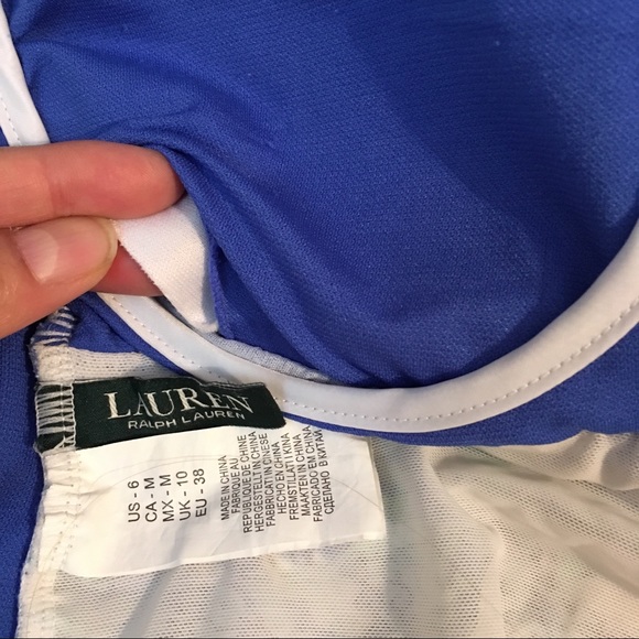 LAUREN RALPH LAUREN Fiesta Paisley Twist Bandeau Underwire Mio One-Piece Blue 6 - Picture 13 of 16